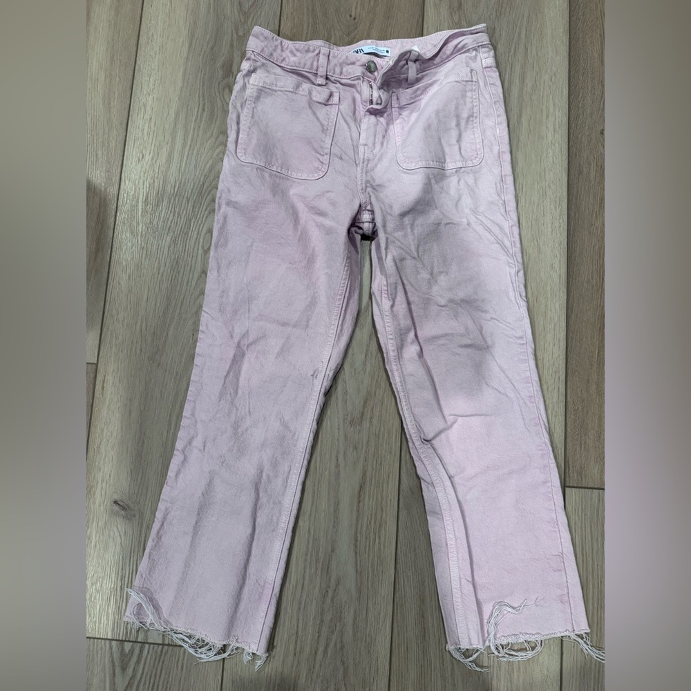 Zara Women's Light Pink Straight Leg Jeans
